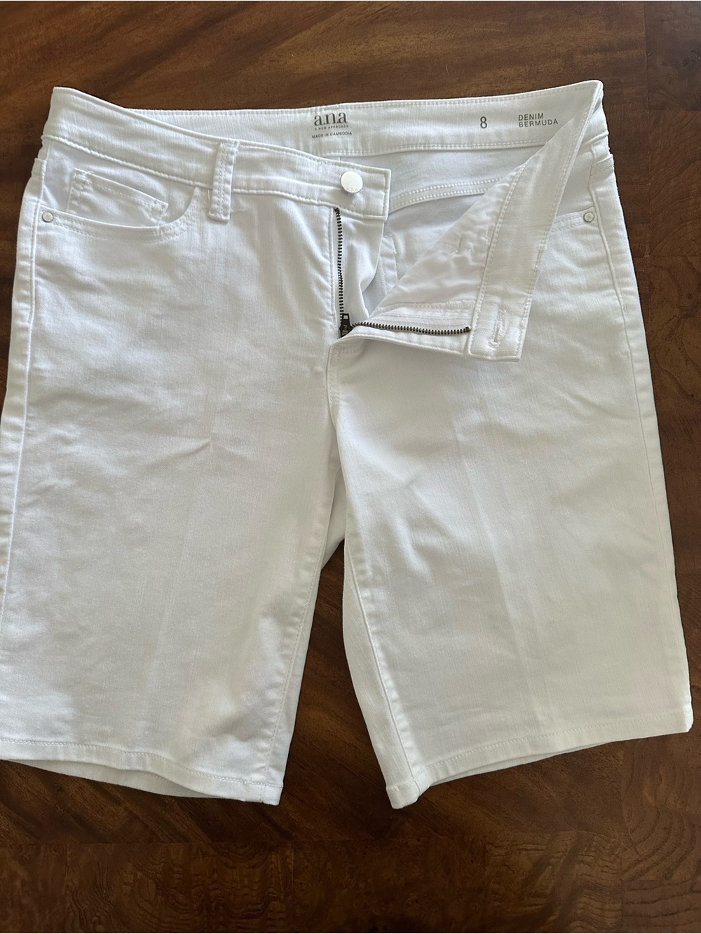 a.n.a White Stretch Denim Bermuda Shorts